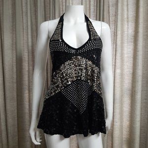 sequin studded back tied top